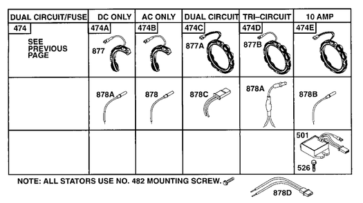 Alternator Chart Diagram and Parts List for 252412-0728-XX  Briggs and Stratton Engine